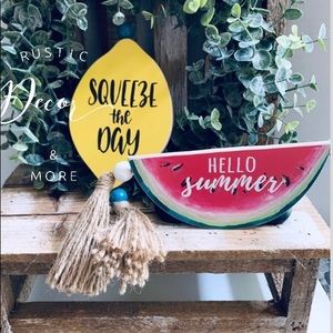 COPY - Farmhouse Lemon & Watermelon beaded tassel/signs